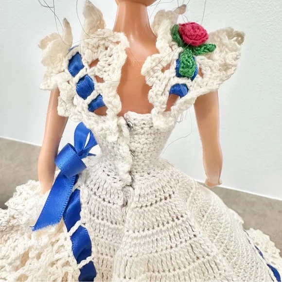 Miss July 1992 Barbie Doll Cotillion Crochet Barbie Doll Dress Gorgeous!!